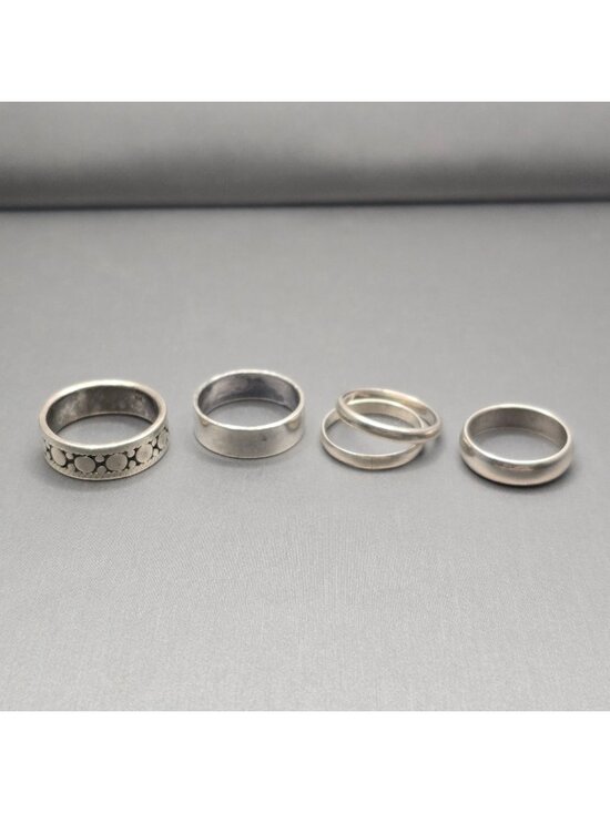 Unbranded Jewelry - Sterling Silver Ring Lot Stackable Bands Assorted Sizes 5.75 to 8 15.24g